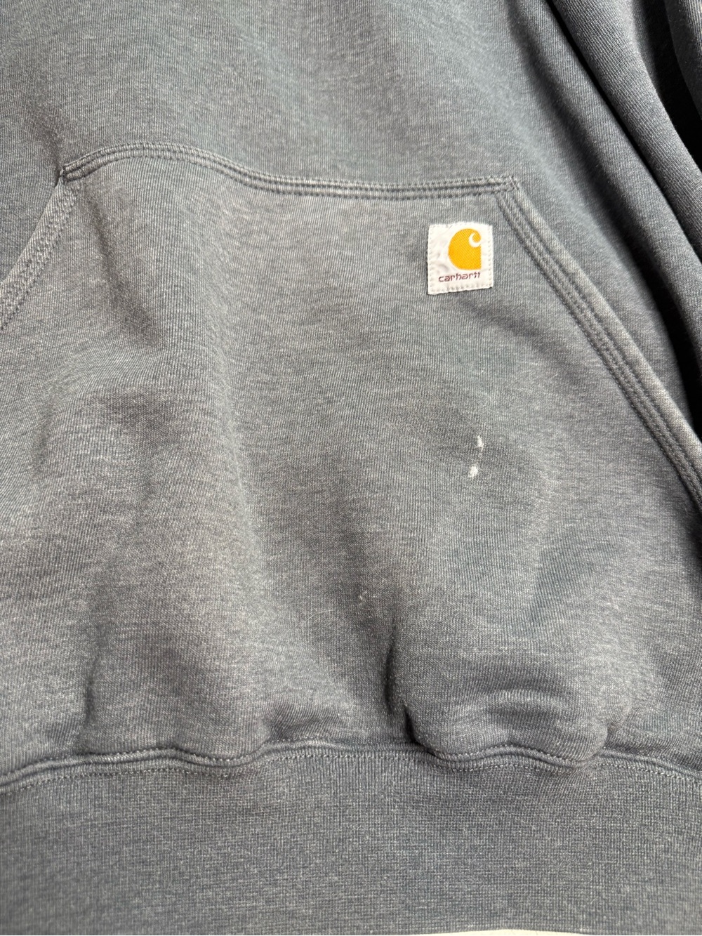 Carhartt Charcoal Gray Hoodie with Yellow Logo Patch